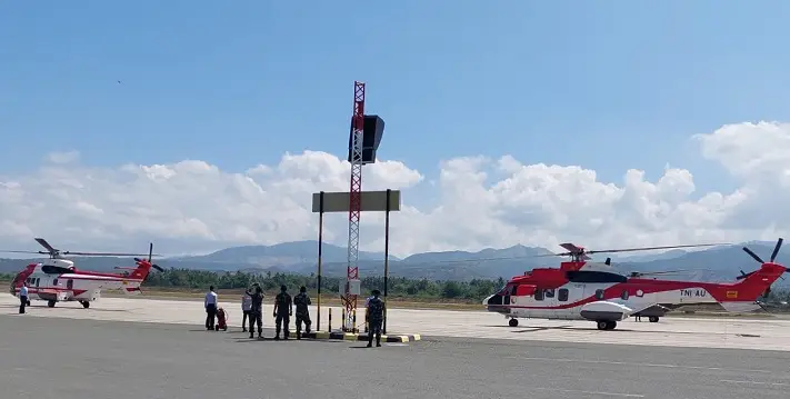 Resmikan KPN di Desa Talaga Donggala, Wapres dan Gubernur Sulteng Menggunakan Helikopter ke Lokasi Peresmian