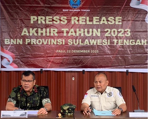 Rilis Akhir Tahun 2023, BNNP Sulteng Berhasil Amankan 1,774 Kg Sabu