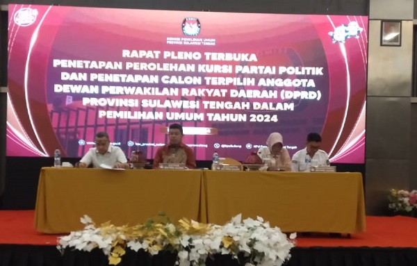 Pleno KPU Sulteng, 12 Parpol Ditetapkan Peroleh Kursi di DPRD Hasil Pemilu 2024