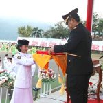 Kapolres Morut Pimpin Upacara Penurunan Bendera pada HUT ke-79 RI