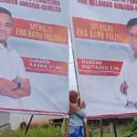 Aksi Emak – Emak Memasang Baliho Gunardi – Hamzah di Tolitoli Viral di Media Sosial