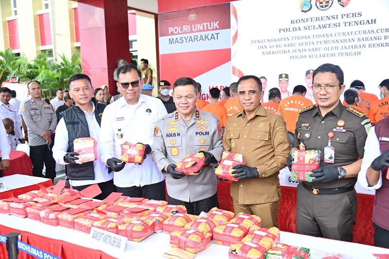 Hadiri Pemusnahan 40 Kg Sabu di Polda Sulteng, Gubernur Anwar Hafid: Perang Total terhadap Narkoba