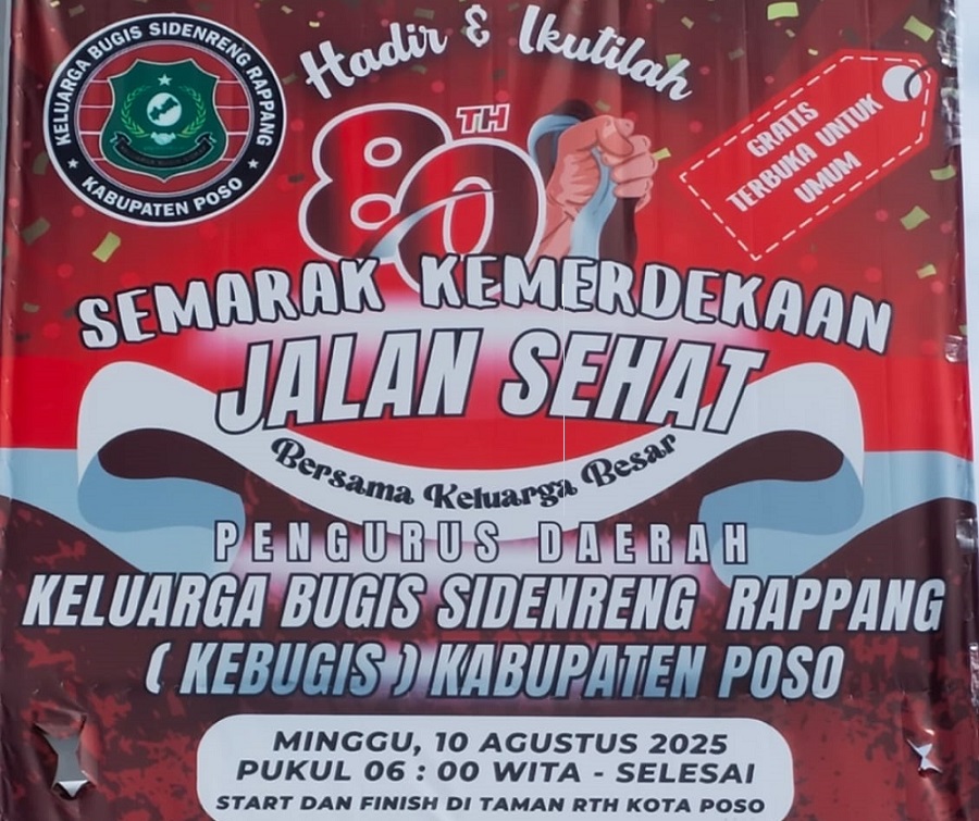 Keluarga Bugis Sidendreng Rappang Poso Gelar Jalan Sehat Semarak 80 Tahun Kemerdekaan  