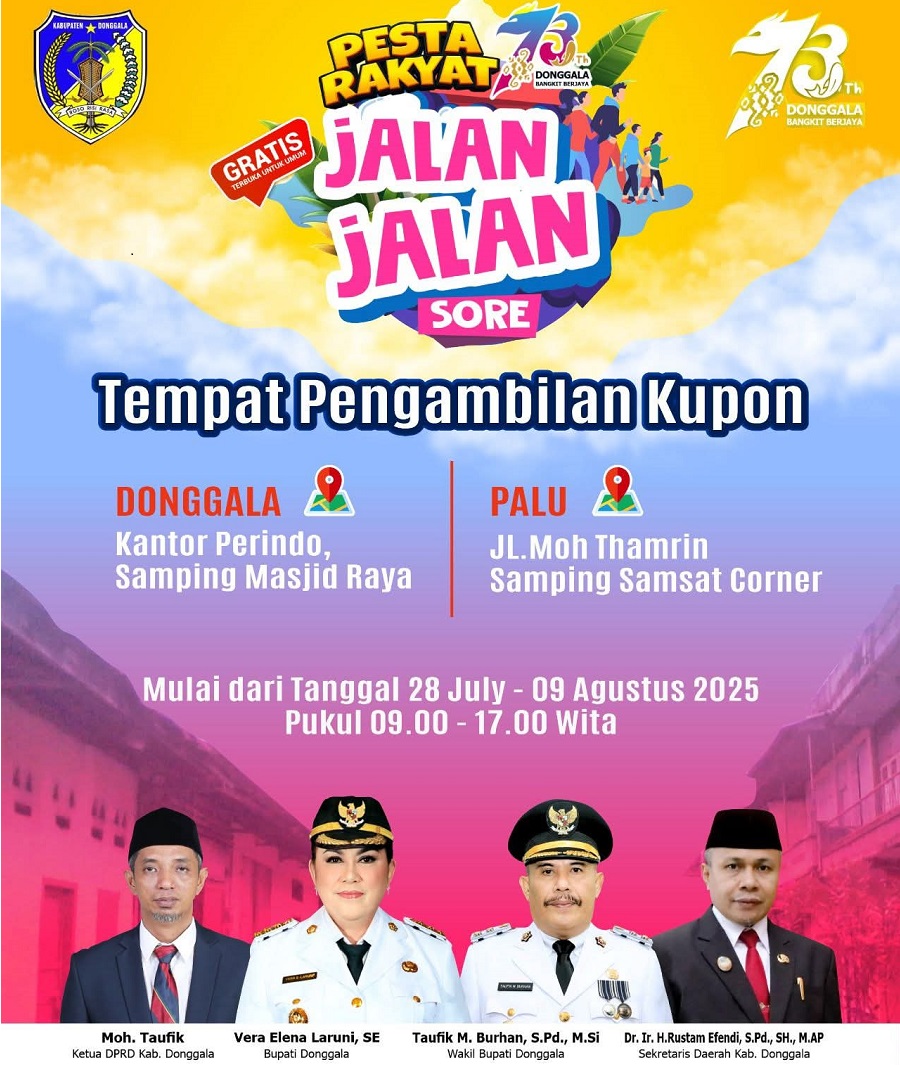 Peringati HUT ke-73 Donggala, Pemkab Gelar Jalan Sore Sehat Berhadiah Umrah