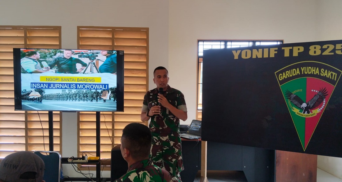Yonif 825/Garuda Yudha Sakti Gelar Ngopi Santai Bersama Jurnalis Morowali