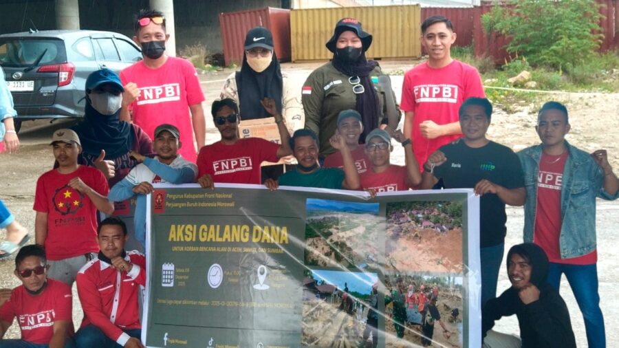 fnpbi morowali turun jalan galang bantuan untuk korban bencana sumatera