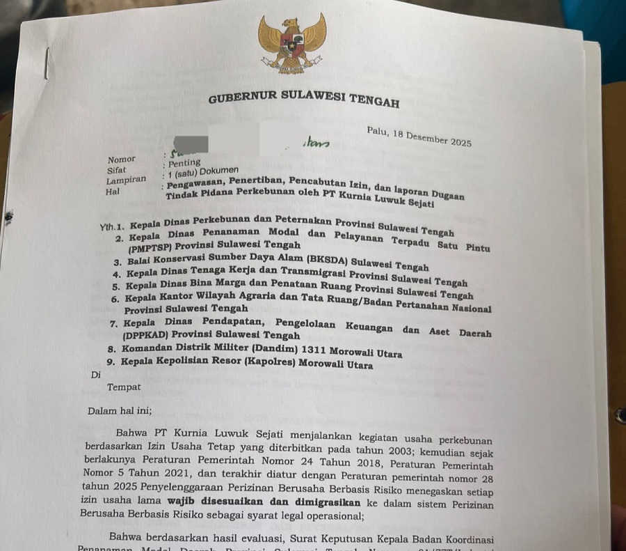 Sengketa Agraria PT KLS di Morut Terus Memanas, Rekomendasi Gubernur Sulteng Diabaikan