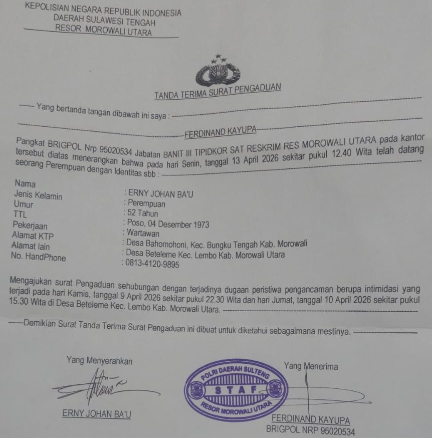 Kerabat Jurnalis Erny Johan Minta Polres Morut Tegak Lurus Proses Laporan: Jangan Ajari Kami Sikap Premanisme