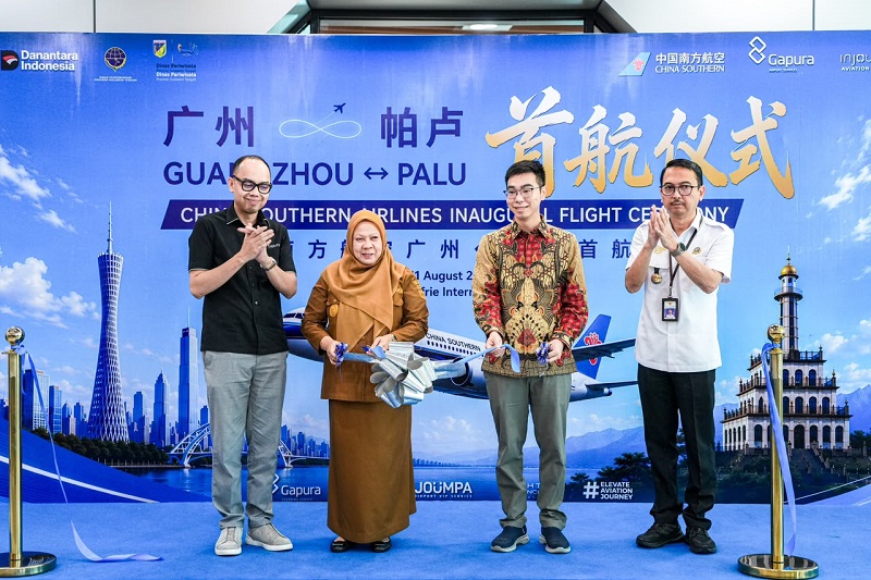 Guangzhou – Palu Resmi Terhubung Langsung, Wagub Sulteng Sambut Kedatangan Perdana Maskapai asal Tiongkok