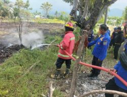 Kebakaran Lahan Kosong di Samping Pos TNI AL Desa Lebo Parimo Berhasil Dipadamkan